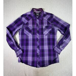 Cinch Garth Brooks Sevens Mens Medium Purple Black Pearl Snap Shirt Western Wear